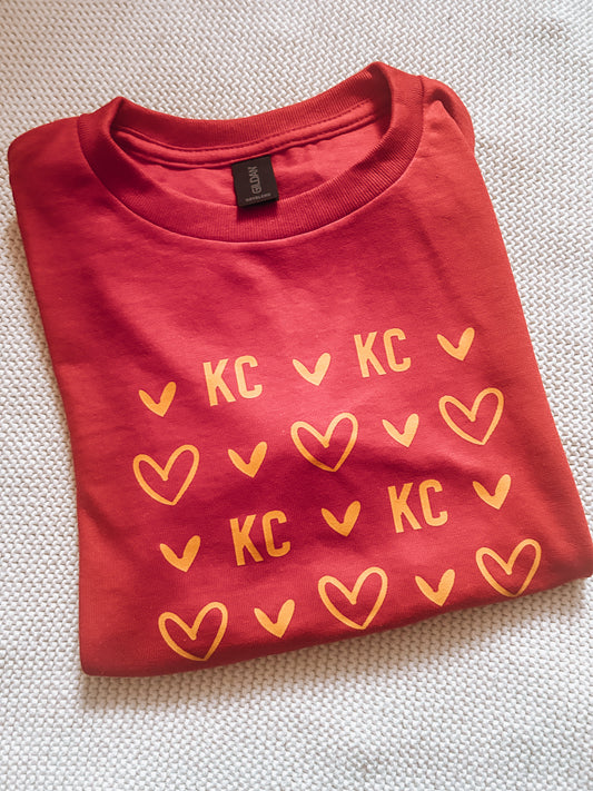 KC Hearts Tee – Red & Gold Edition