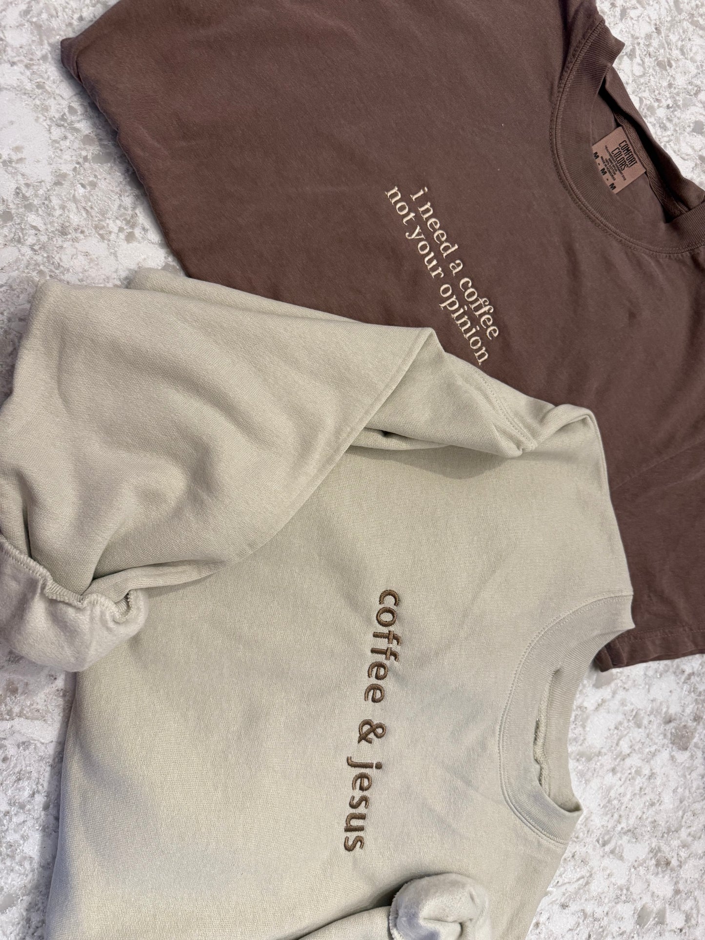 Coffee & Jesus Embroidered Crew
