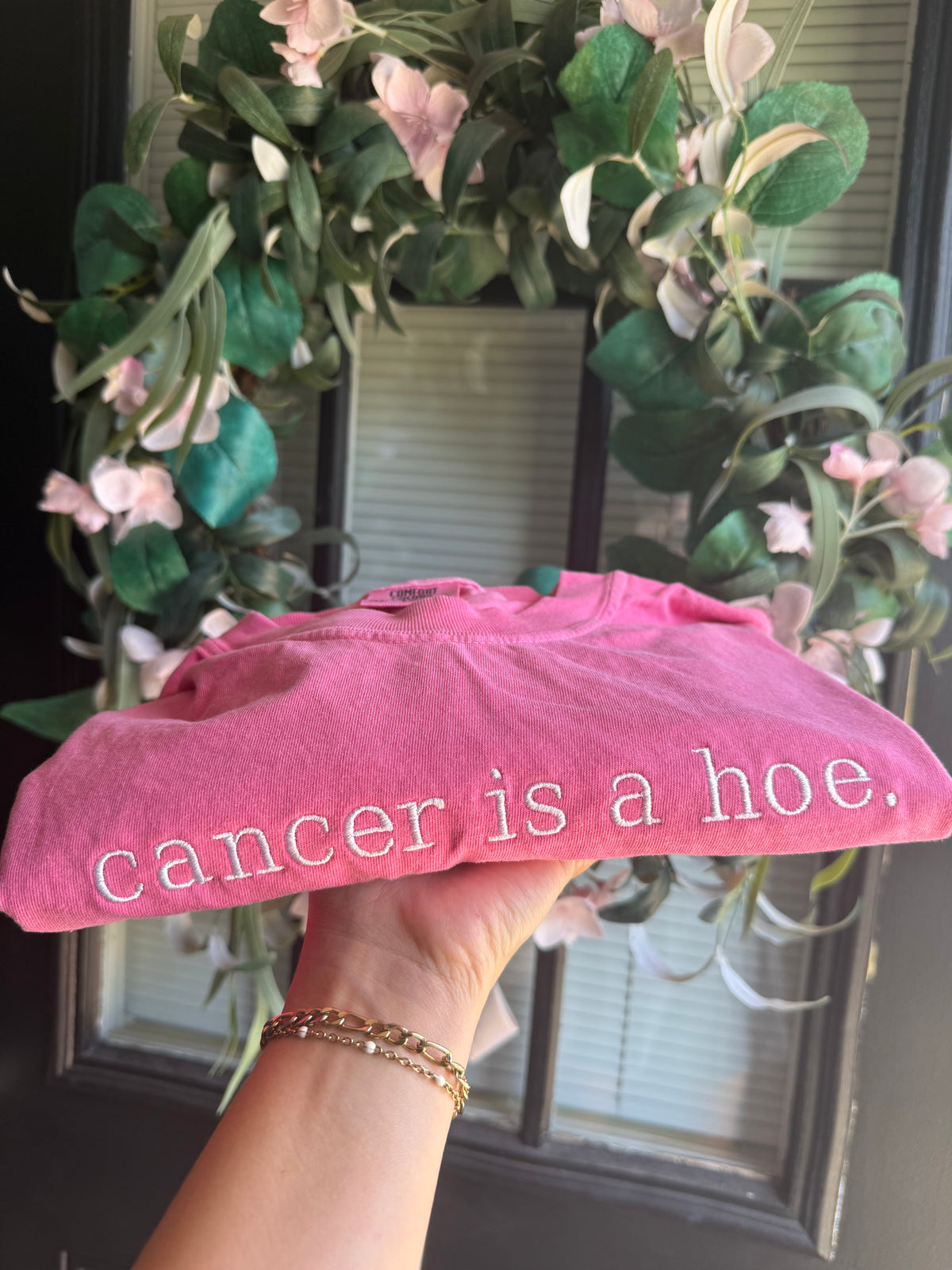 Cancer is a hoe embroidered tee