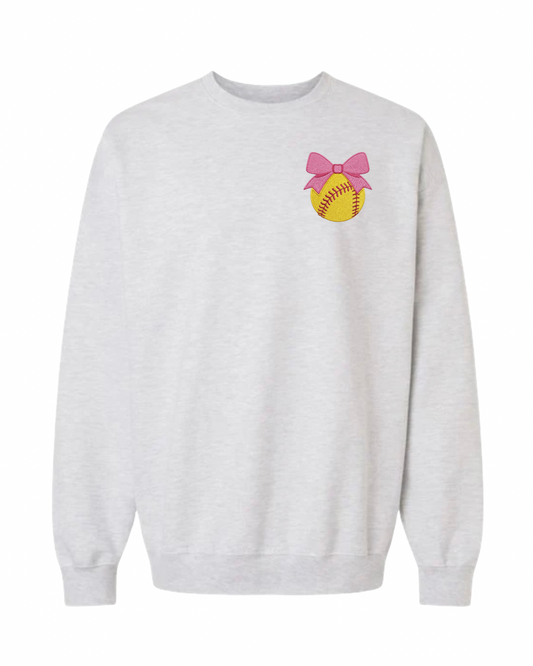 Embroidered Softball Bow Crew