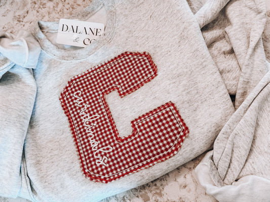 Preppy Cardinal Embroidered Crew