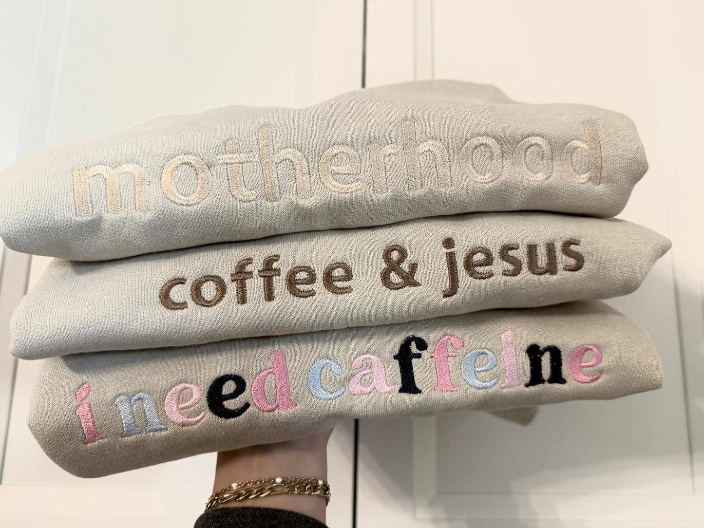 Coffee & Jesus Embroidered Crew
